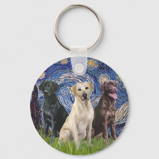 Labradors (3) - Sterrennacht Sleutelhanger (Voorkant)