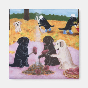 Labradors Autumn Fun Magneet