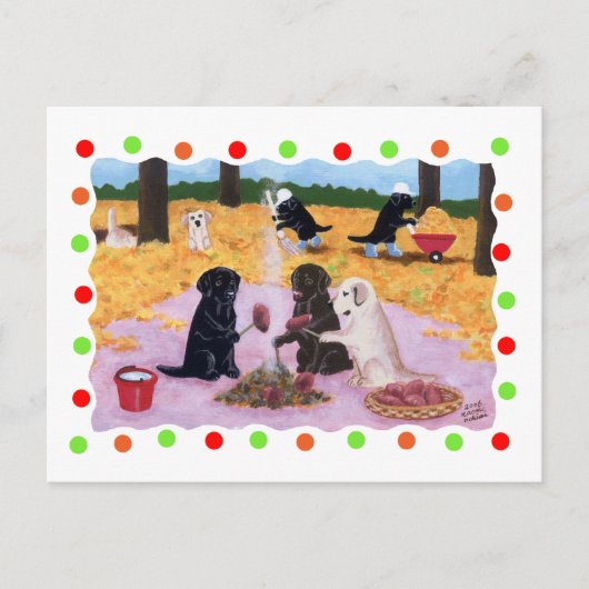 Labradors Autumn Fun (punt) Briefkaart (Voorkant)