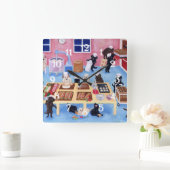 Labradors Bakery Painting Wall Clock Vierkante Klok (Huis)