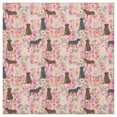 Labradors  bloemenroze stof (Swatch)