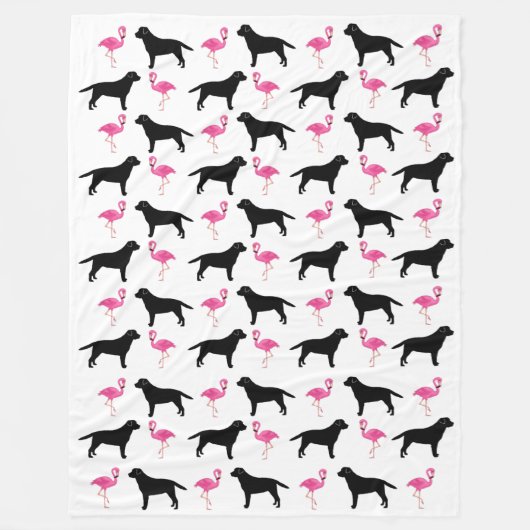 Labradors en Flamingos Blanket - Groot Fleece Deken (Voorkant)