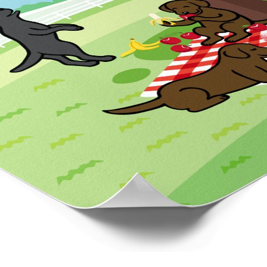 Labradors en Happy Cherry Blossom Poster (Hoek)