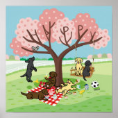 Labradors en Happy Cherry Blossom Poster (Voorkant)