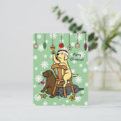 Labradors en Kerst Ornamenten Cartoon Feestdagenkaart (Staand voorkant)