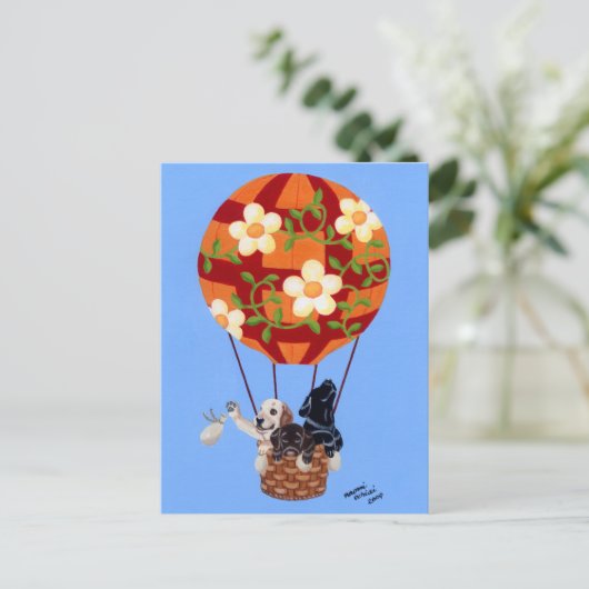 Labradors en Warm-luchtballonverf Briefkaart (Staand voorkant)