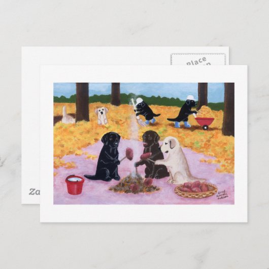 Labradors Herfstplezier Briefkaart (Voorkant / Achterkant)