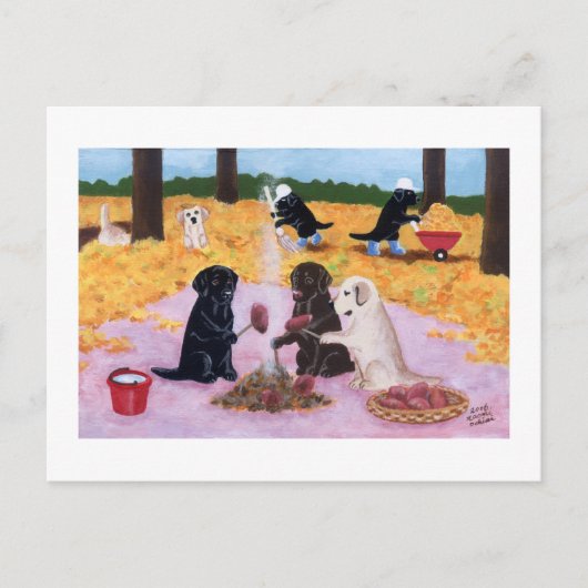 Labradors Herfstplezier Briefkaart (Voorkant)