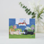 Labradors in de tuin briefkaart (Staand voorkant)