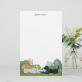 Labradors in de tuin briefpapier (Staand voorkant)