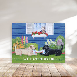 Labradors in de Tuin Nieuw Adres Aankondigingskaart