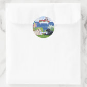 Labradors in de tuin ronde sticker (Tas)
