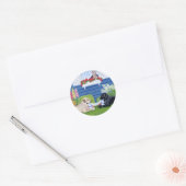 Labradors in de tuin ronde sticker (Envelop)