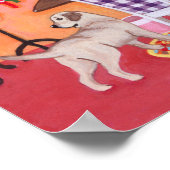 Labradors in het naaiwerk in de naairuimte van mam poster (Hoek)