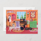 Labradors in Mam's Sewing Room Briefkaart (Voorkant / Achterkant)