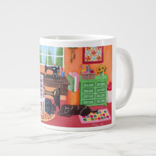 Labradors in Moeders Naaikamer Schilderij Grote Koffiekop