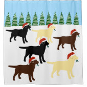 Labradors - kerstkerstkerstkerstkerstkerstveld douchegordijn (Voorkant)