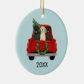 Labradors kersttruck 20XX Keramisch Ornament (Rechts)