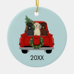 Labradors kersttruck 20XX Keramisch Ornament