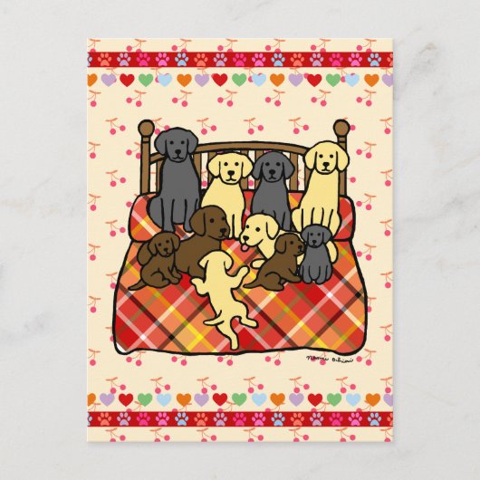 Labradors op King Size Bed Briefkaart (Voorkant)