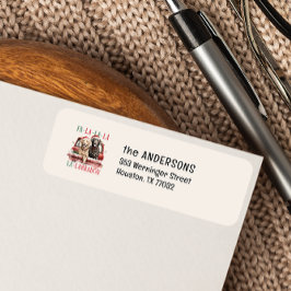 LABRADORS OP RODE VRACHTWAGEN LA LA CHRISTMAS ETIKET