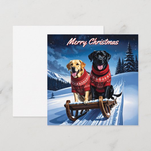 Labradors Pakket van Kerstmis Plat Notitiekaartje (Voorkant / Achterkant)