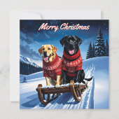 Labradors Pakket van Kerstmis Plat Notitiekaartje (Voorkant)
