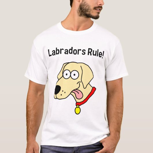 "Labradors Rule!" Gele Mannen van het Laboratorium T-shirt (Voorkant)
