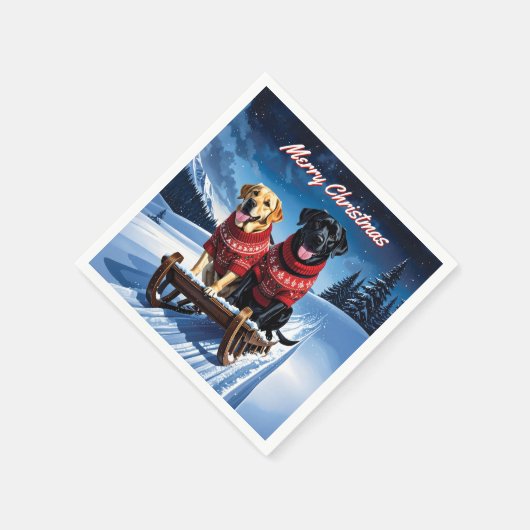 Labradors Sled Ride Christmas Servet (Hoek)
