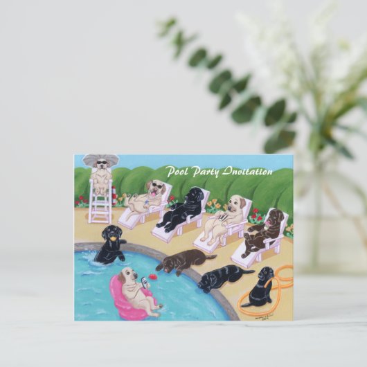 Labradors voor pools uitnodiging briefkaart (Staand voorkant)
