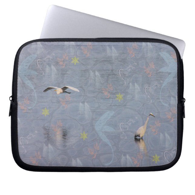 Labtop-hoes met groot digitaal design, blauw laptop sleeve (Voorkant)