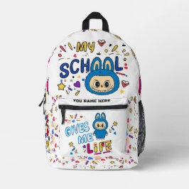 Labubu-rugzak - School gives me life Bedrukte Rugzak