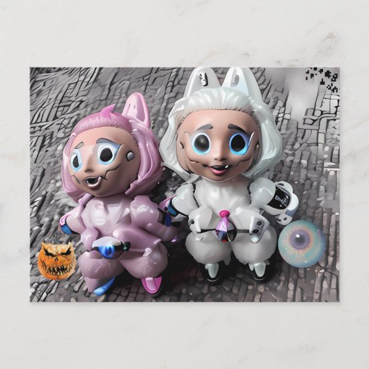 Labubu trucs en traktaties briefkaart (Voorkant)