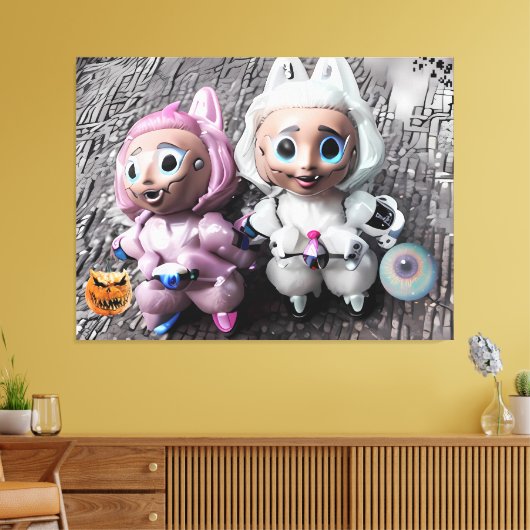 Labubu trucs en traktaties canvas afdruk (Insitu (Woonkamer))