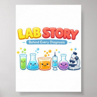 Labverhaal achter elke diagnose Medische humor lab Poster