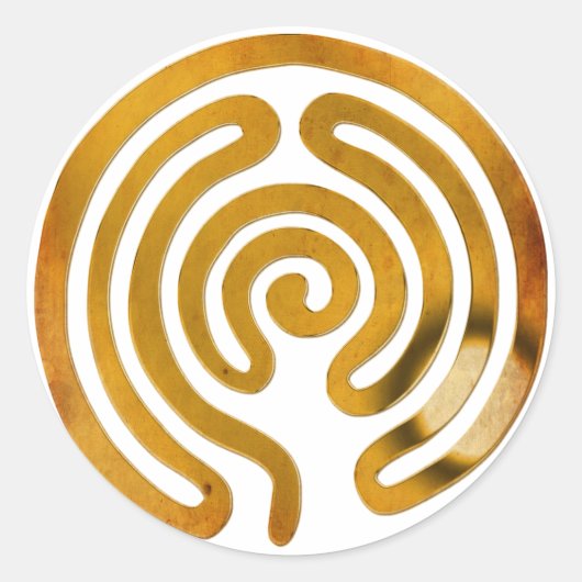 labyrint antiek goud | Maak uw eigen achtergrond Ronde Sticker (Voorkant)