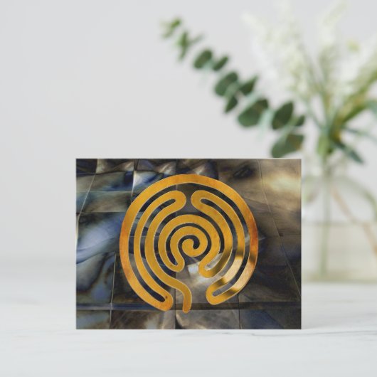 labyrint antiek goud | mozaïekrooster briefkaart (Staand voorkant)