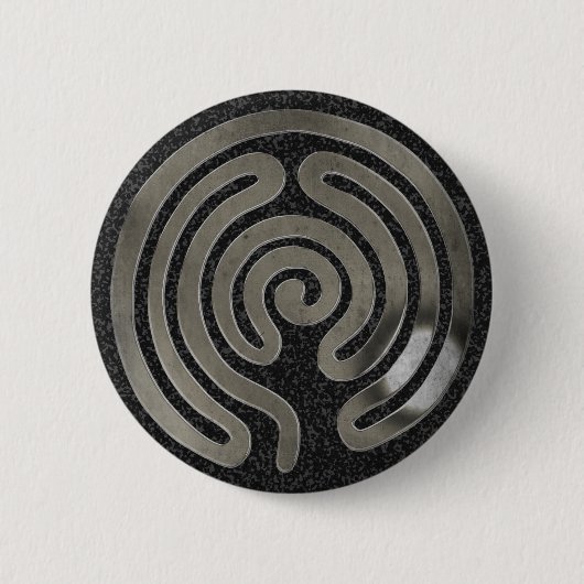 labyrint antiek zilver | zwarte spier ronde button 5,7 cm (Voorkant)