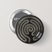 labyrint antiek zilver | zwarte spier ronde button 5,7 cm (Voorkant /achterkant)