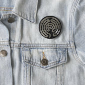 labyrint antiek zilver | zwarte spier ronde button 5,7 cm (In situ)