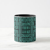Labyrint Futuristisch Abstract Geometrisch Patroon Mok (Midden)