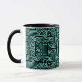 Labyrint Futuristisch Abstract Geometrisch Patroon Mok (Links)