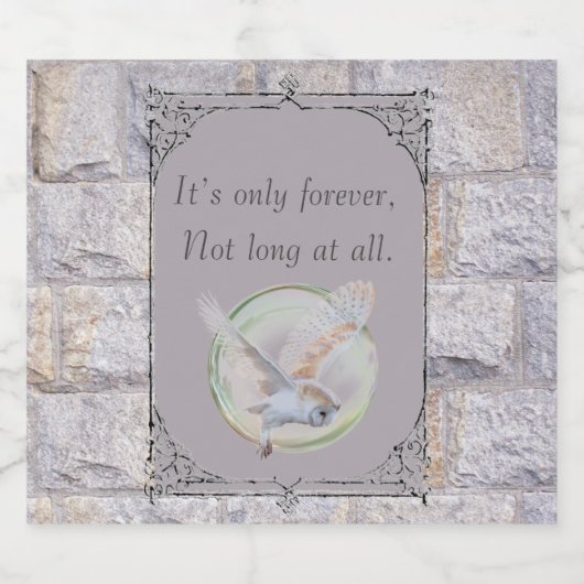 Labyrint: het is de enige eeuwige bruiloftsuil sparkling wijnetiket (Enkel label)