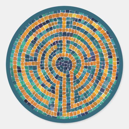 LABYRINT II Grote ronde Stickers - Groen (Voorkant)