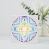 Labyrint van Chartres Illustratie - Regenboogkleur Feestdagenkaart (Staand voorkant)