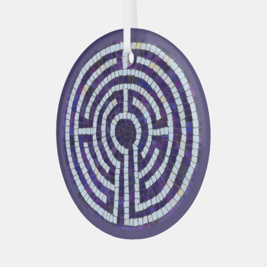 LABYRINT VIII Glazen Cirkel Ornament (Voorkant links)