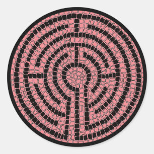 LABYRINT XVI Grote ronde Stickers / Zwart