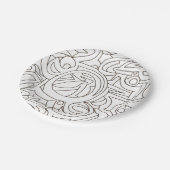 Labyrint-zwart en wit Abstracte kunst Papieren Bordje (Gekanteld)