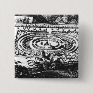 Labyrinth at Heidelberg, Hortus Palatinus (gravi) Vierkante Button 5,1 Cm
