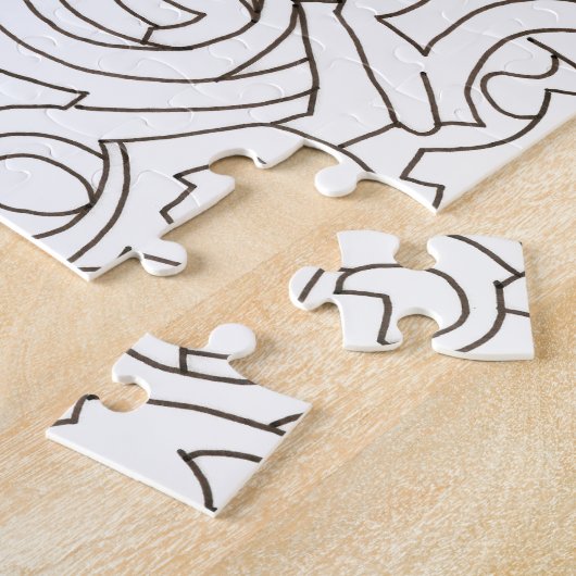 Labyrinth - Black And White Modern Art Legpuzzel (Zijkant)